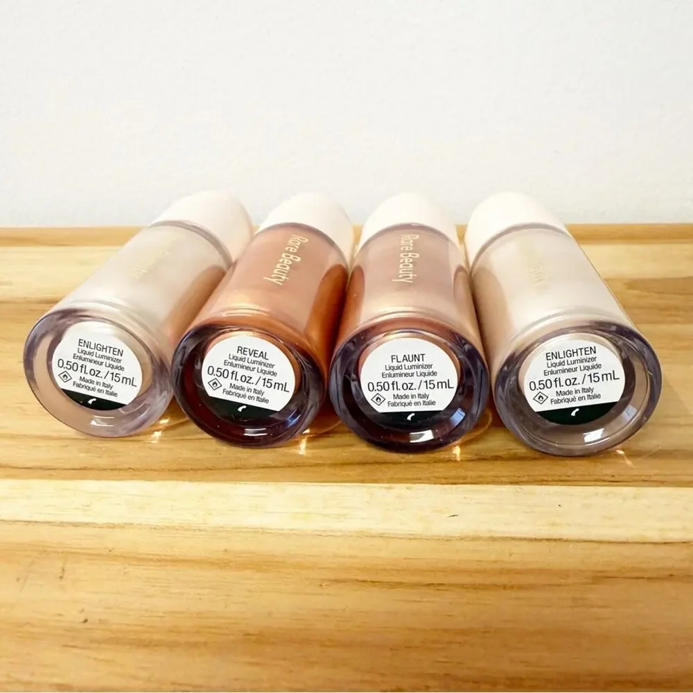 New! RARE BEAUTY Bundle of 4 Liquid Highlighters Enlighten (2), Reveal & Flaunt